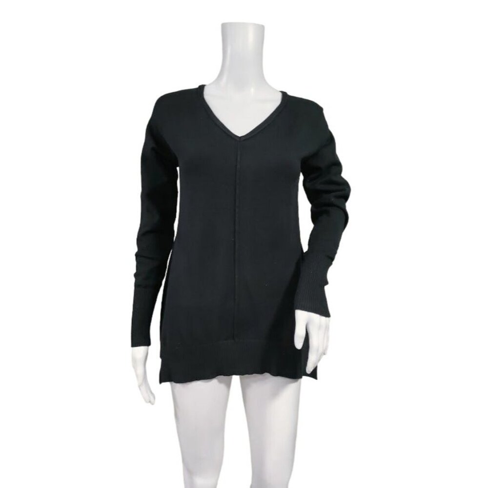 Vila Milano Long Sleeve Ribbed Knit V Neck Pullover Sweater Black Women's S / M - Picture 3 of 10